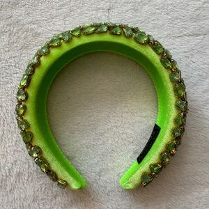 Handmade Lime Green Velvet & Rhinestone Headband